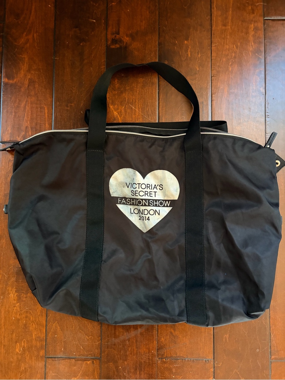 Victoria's Secret Black Travel Tote with White Heart Logo